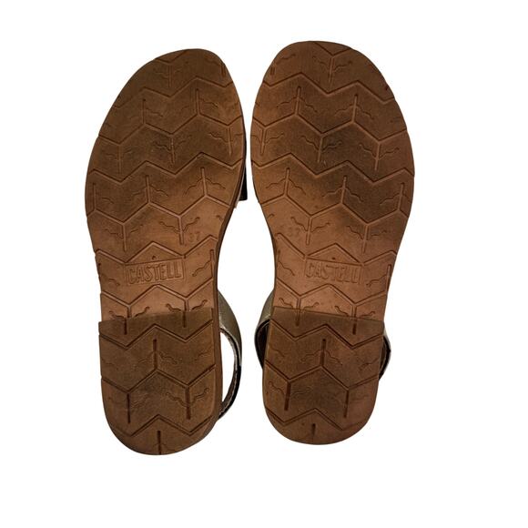 Castell Metallic Gold Leather Sling Back Sandals Made in Spain Women's Size 6.5 - Picture 8 of 9